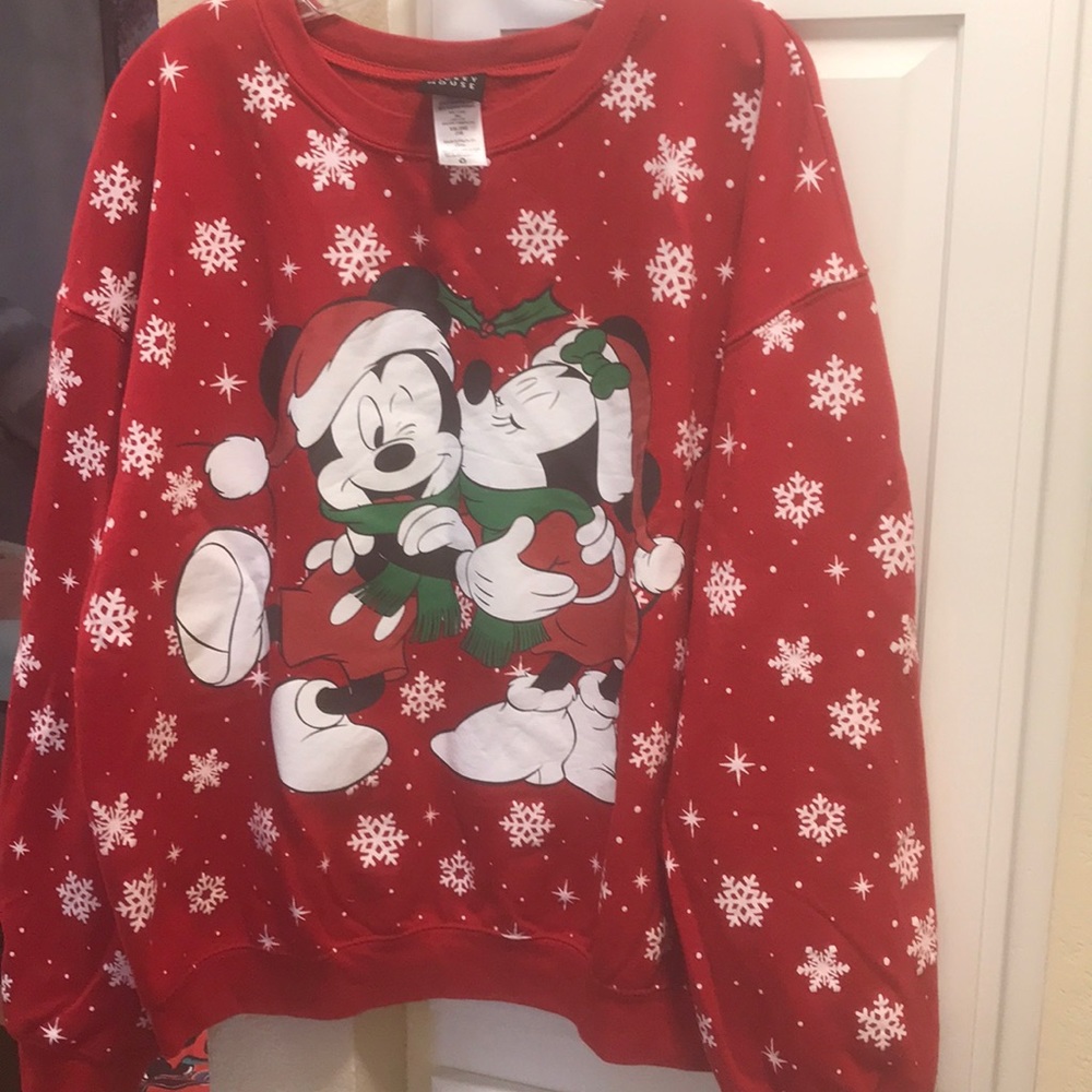 Disney Mickey Mouse red holiday themed sweatshirt